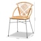 Baxton Studio Pro Modern Bohemian Natural Brown Rattan and Black Metal Dining Chair, PK2 209-2PC-12793 - alternate 4